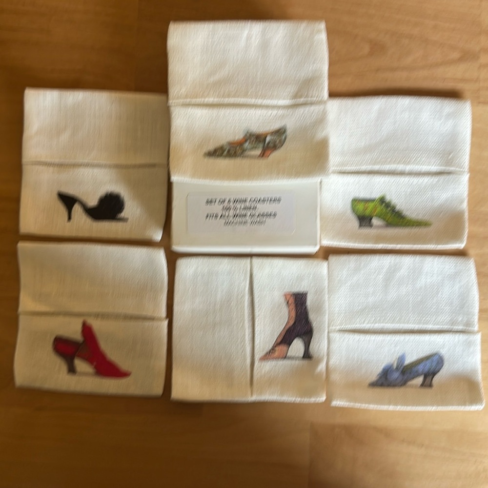Set of 6 Shoe Design Wine Coasters